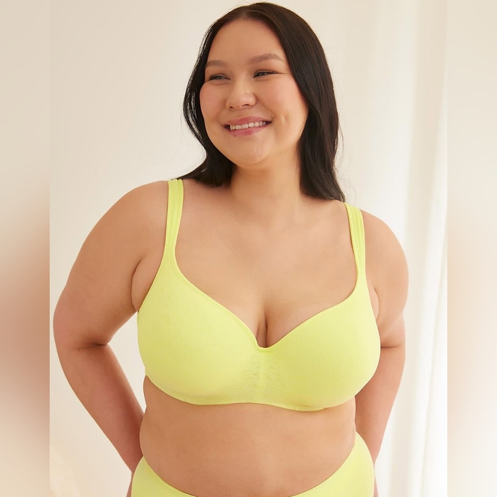 Penningtons Tivoglio Lemon Yellow Lace Underwire Ultimate T-Shirt Bra Size 48DD